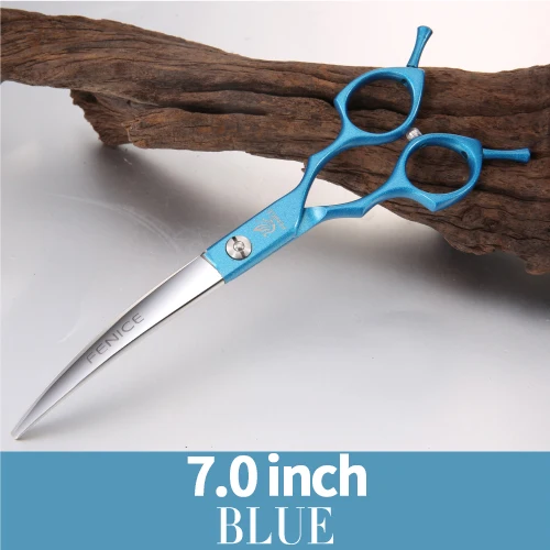7.0 blue Профессиональные ножницы для ухода за домашними животными Fenice, цветные 6,5 дюймовые изогнутые ножницы для ухода за домашними животными - Цвет: 7.0 blue