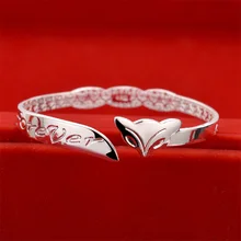 

Fox Silver 999 Bracelet Women's Young Jewelry Fashion Personality Nine Tailed Fox Open Mouth Bracelet Jewelry Birthday Gift