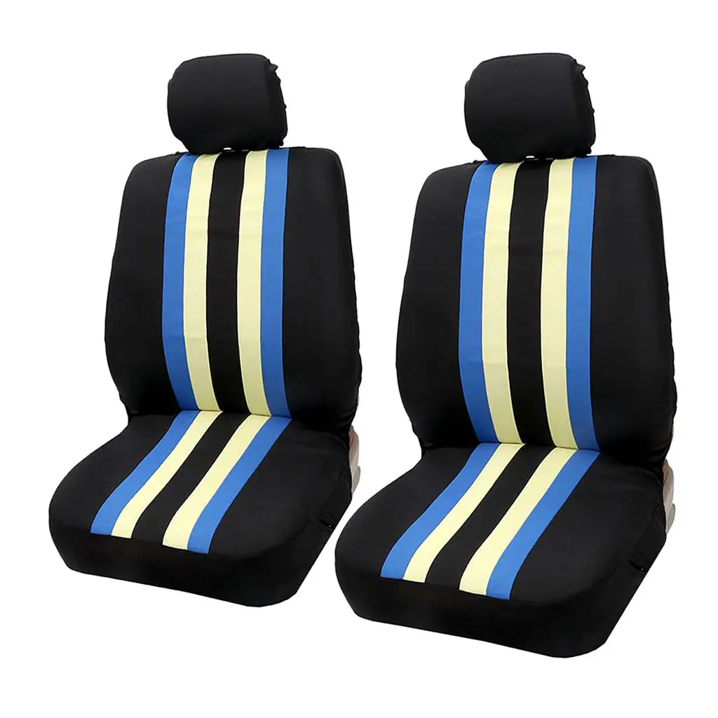 Car Fabric Front Rear Seat Covers Full Set Cushion Mat Protector Yellow