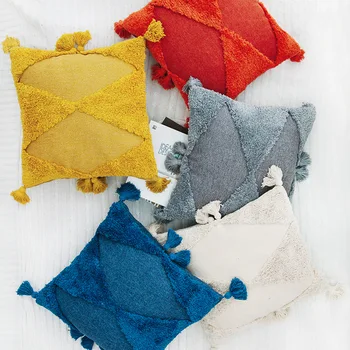 

Handmade Luxury Moroccan Style Cushion Cover Wool Tassels Boho Style Ethnic Colorful Pillow Cover 45x45cm/30x50cm HomeDecoration