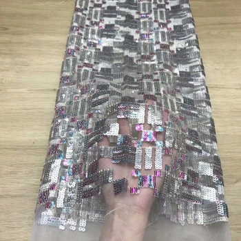 

2019 Latest African Lace Fabric 2019 Embroidered Nigerian Laces Fabric High Quality French Tulle Lace Fabric With Sequins