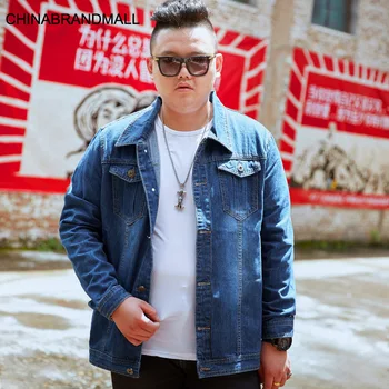 

7025 # Autumn Tide Brand Big Size Cowboy Jacket Male Loose Plus Fat Plus Male Cowboy Coat M-8xl