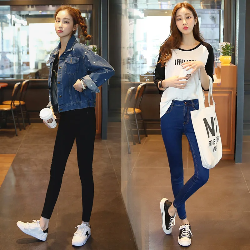Jeans woman Pencil Pants Student Fashion Middle Waist Slim Women Jeans 2020 Summer