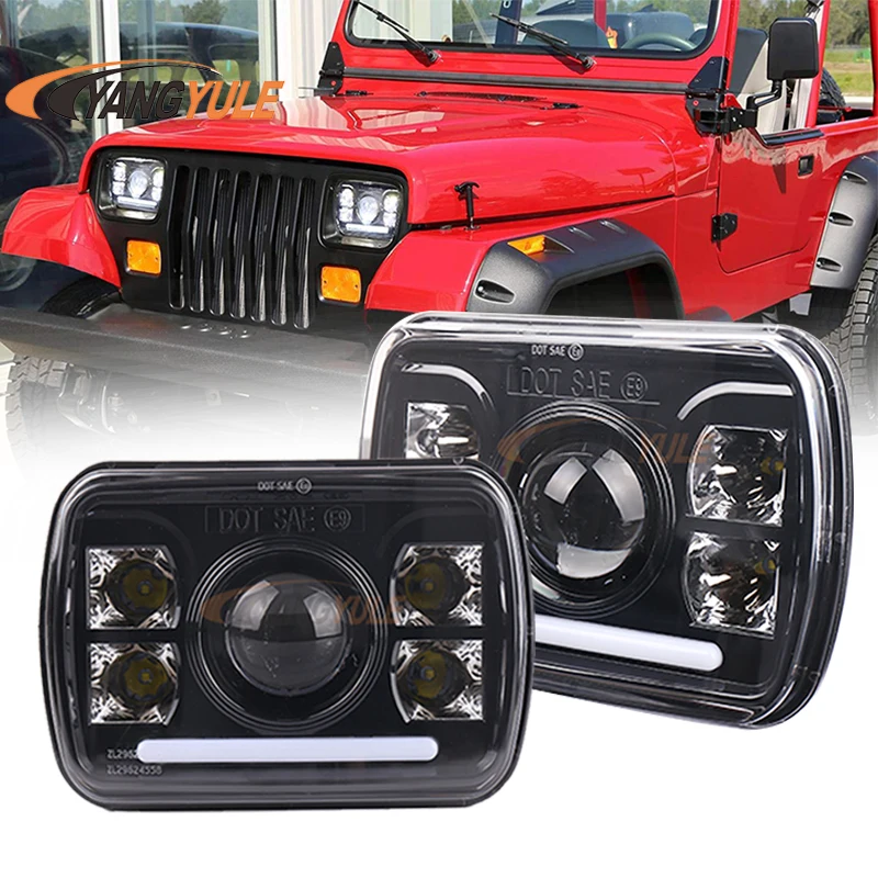1 пара прямоугольные светодиодные фары для Jeep Wrangler YJ Cherokee XJ H6014 H6052 H6054 120 Вт 5 х7 7 х6