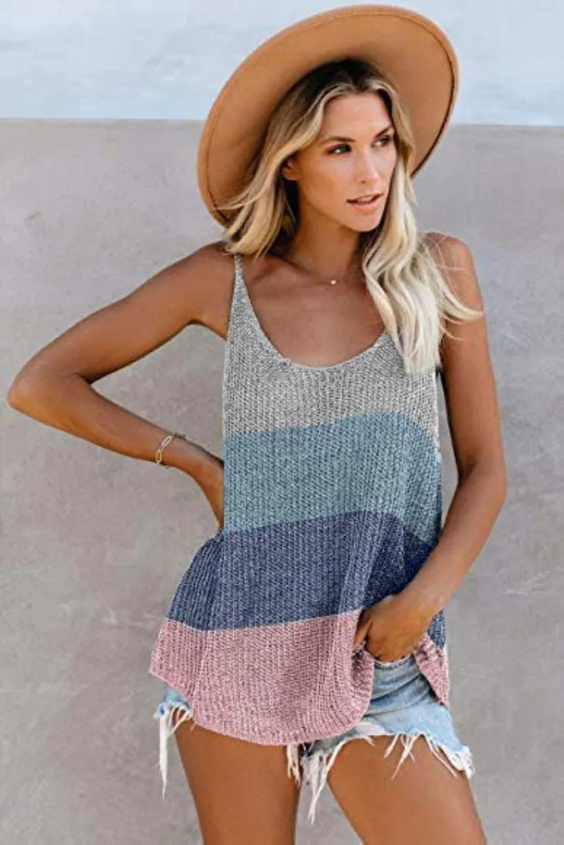 Colisão o Pescoço sem Mangas Sexy Tank Tops Verão Feminino Malha Colete Cor v Pescoço Camis Topos Casual Solto Camisola Tamanho Grande 12 cor colisão o pescoço sem mangas v