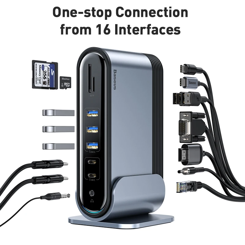 Baseus USB C концентратор type C к мульти HDMI USB 3,0 с адаптером питания док-станция для MacBook Pro RJ45 OTG usb-хаб