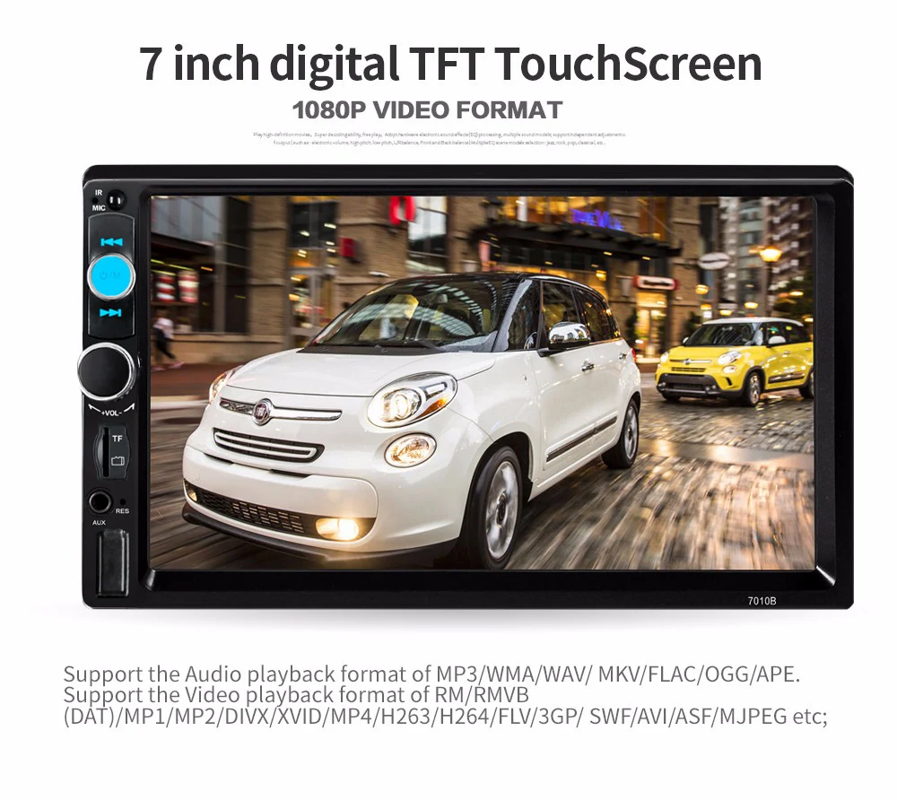 7010B 7 дюймов Bluetooth V2.0 TFT экран 12 В аудио стерео MP5 плеер Авто видео с камерой заднего вида XQ-190