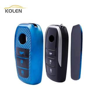 Carbon Fiber TPU Car Smart Key Case Cover For Toyota Corolla Rav4 Auris CHR Camry Crown Land Cruiser 200 Prado Aygo Holder Shell - Carbon Fiber TPU Car Smart Key Case Cover For Toyota Corolla Rav4 Auris CHR Camry