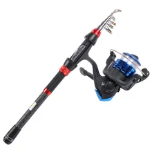 Модная Удочка из углеродного волокна 1 м-2,3 м, спиннинговая катушка, комбинированный набор, классический черный, красный, морской Телескопический комплект для удочки