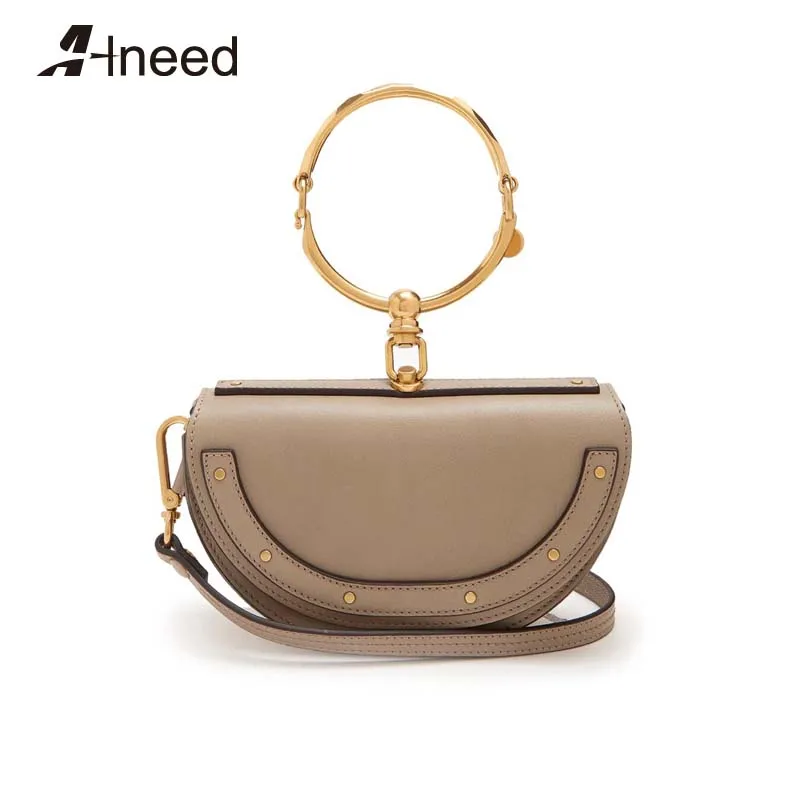 ALNEED, роскошная женская сумка, брендовая сумка на плечо, половина Сумочка с изображением Мун, модная сумка через плечо, натуральная кожа, кошелек, кольцо, женская сумка