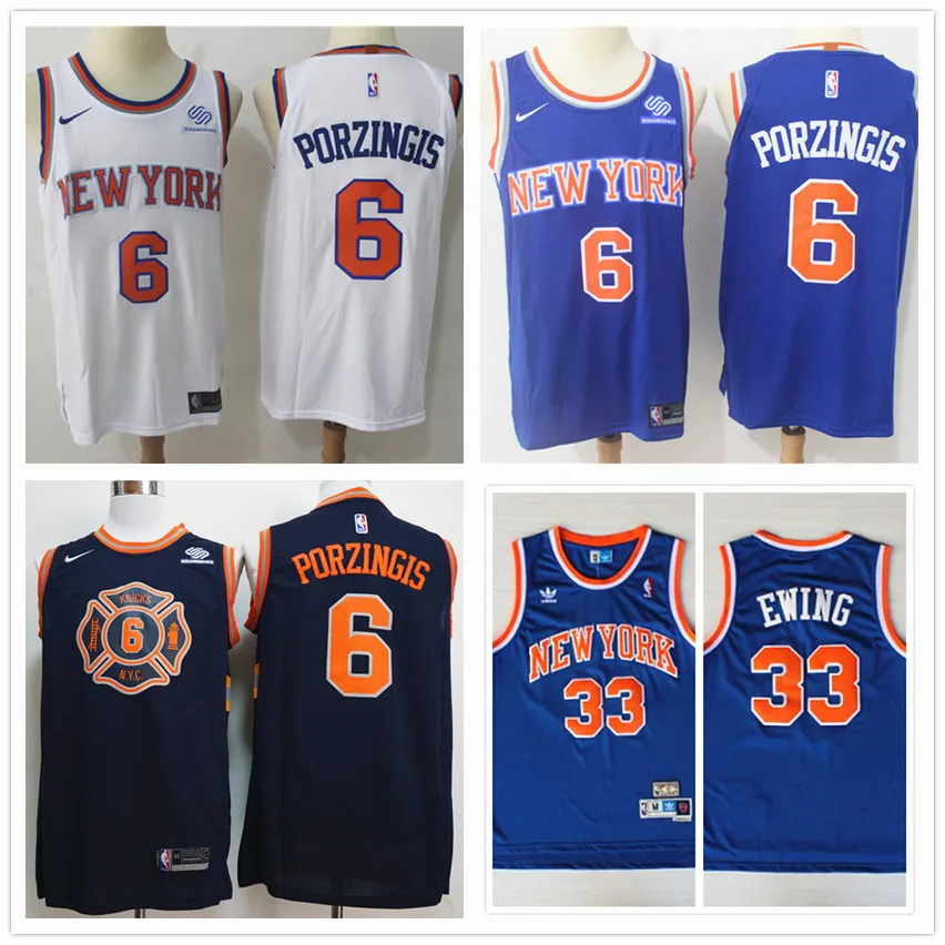 Нью-Йорк Кристапс Порзингис баскетбольные Майки Патрик Ewing мужские