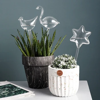

4 Types Glass Plant Flowers Water Feeder Automatic Self Watering Devices Bird Star Heart Design Plant Waterer