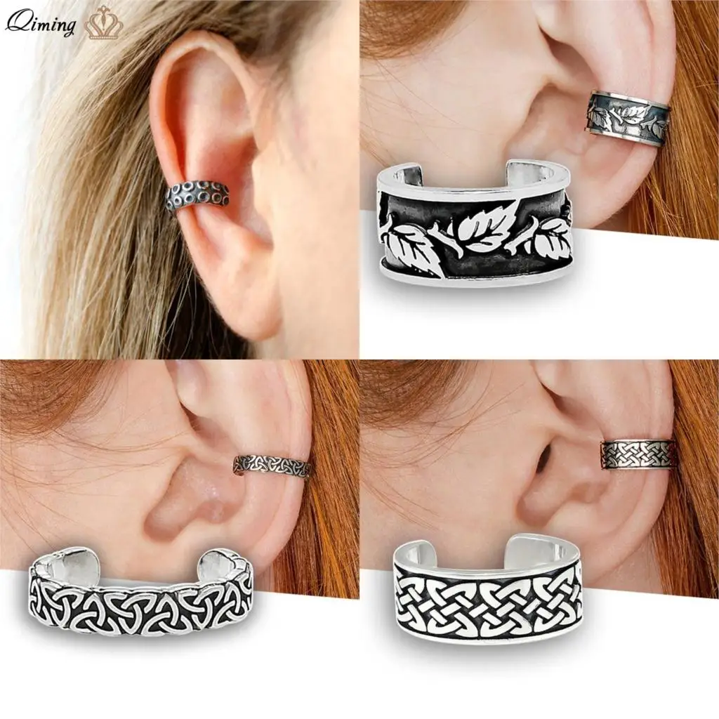 QIMING-pendientes de Clip celta sin Piercing para hombre y mujer, aretes de cartílago, joyería Vintage Unisex