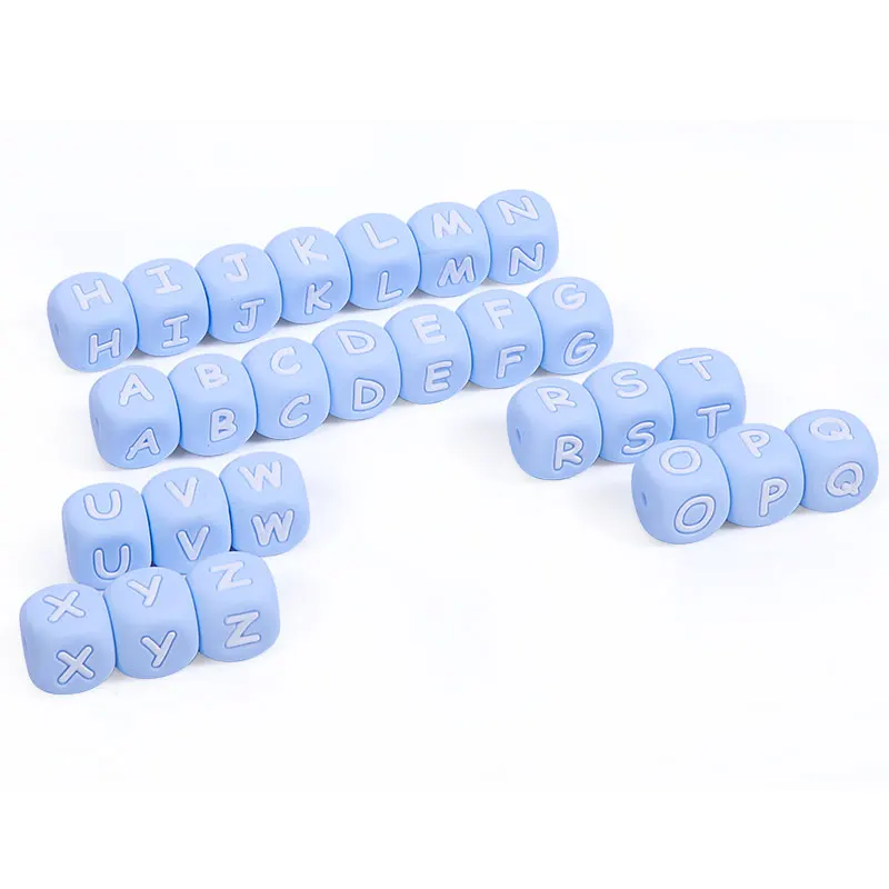 New 100pc Alphabet Silicone Chewing Beads For Teething Necklace Food Grade BPA Free Letter DIY Baby Name Baby Teether