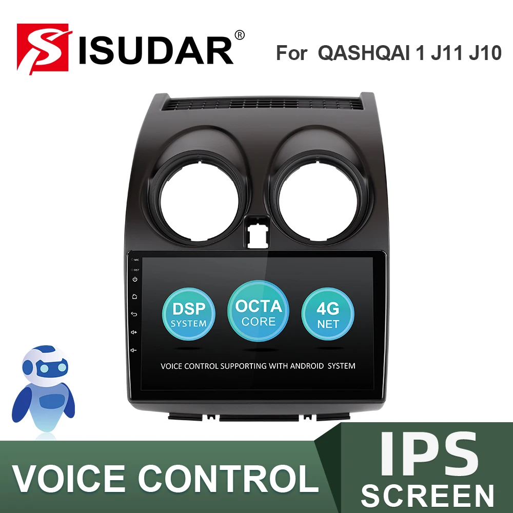 ISUDAR Car V57S Voice Control Radio For Nissan Qashqai 1 J10 2006-2013 2 din Android Autoradio Multimedia GPS DVR  IPS USB WIFI