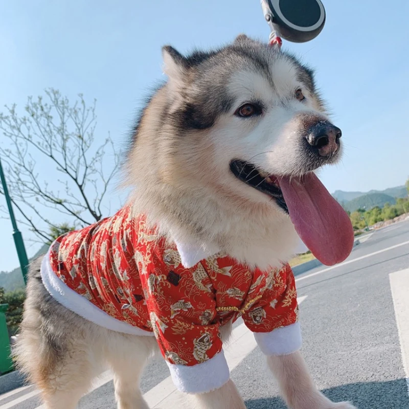 Новогодняя одежда для собак, куртка, зимняя одежда для домашних животных, пудель, померанский самоед, Хаски, лабрадор, золотистый ретривер, одежда для больших собак