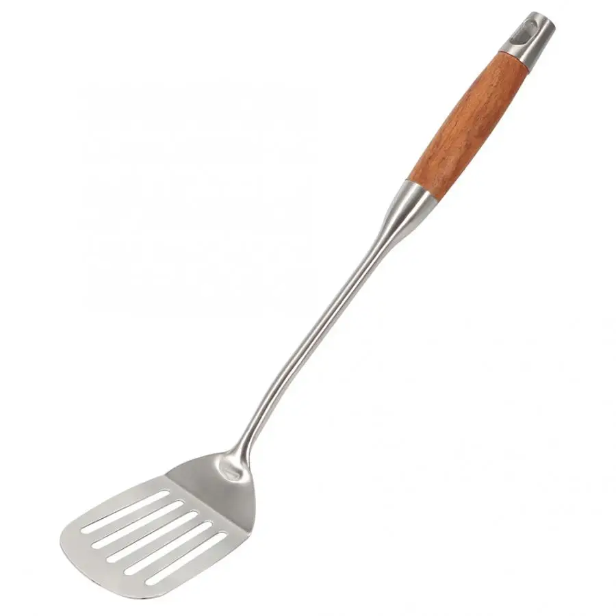 New Cooking Utensils Stainless Steel Turners Shovel Wooden Handle Pancake Fried Steak Spatulas Kitchen Cooking Tool Kitchen