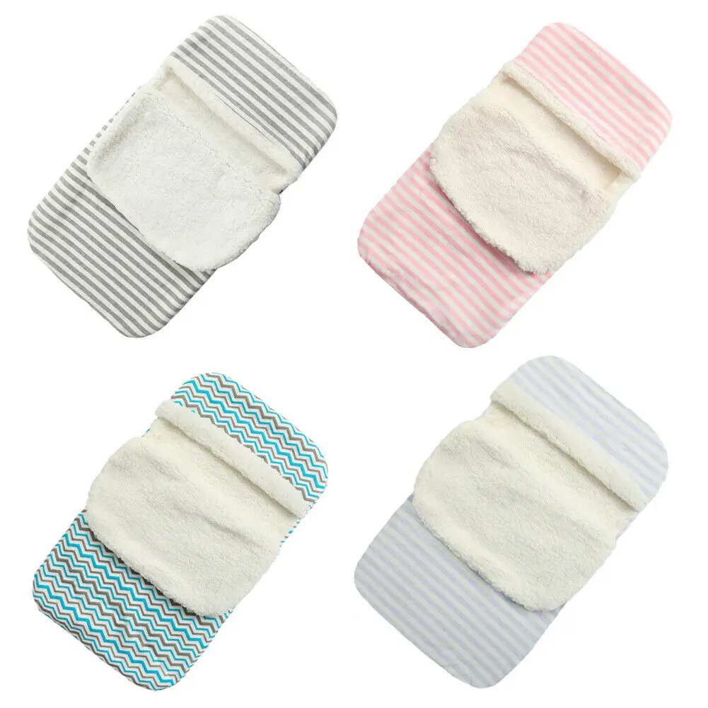 Pudcoco детские пеленки обертывание новорожденных постельные принадлежности одеяло хлопок полосатый спальный мешок зима теплый