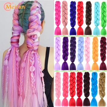 

MEIFAN 24 inch Jumbo Braids Synthetic Ombre Braiding Hair Extensions Crochet Blonde Pink Hair for White/Black Women