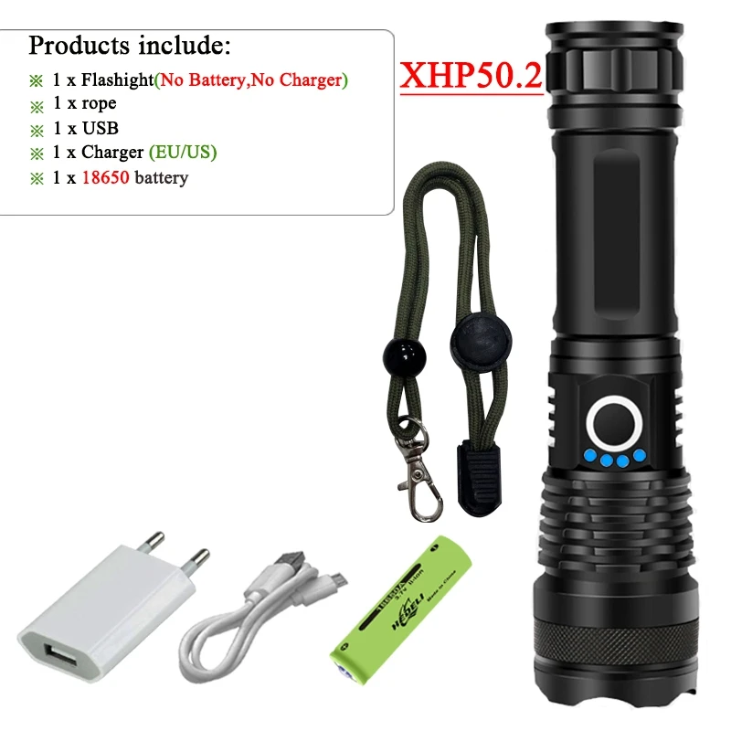 rechargeable led torch 2021 Newest XHP90.3 Powerful Led Flashlight 18650 Torch Light Xhp90 Rechargeable Tactical Flashlight Cree XHP50 Zoom Work Lamp police torch Flashlights