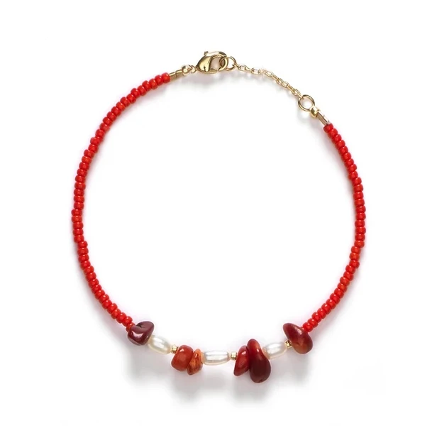 Boho женское многослойное ожерелье гаргантила из стеклянных бусин зеленого цвета из белого опалита кристаллами Длинное Ожерелье в стиле барокко из пресноводной груши - Окраска металла: bracelet