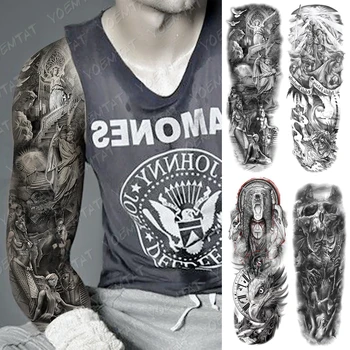 

Large Arm Sleeve Tattoo Lucifer Angel Eagle Waterproof Temporary Tatto Sticker Hell Satan Body Art Full Fake Tatoo Women Men