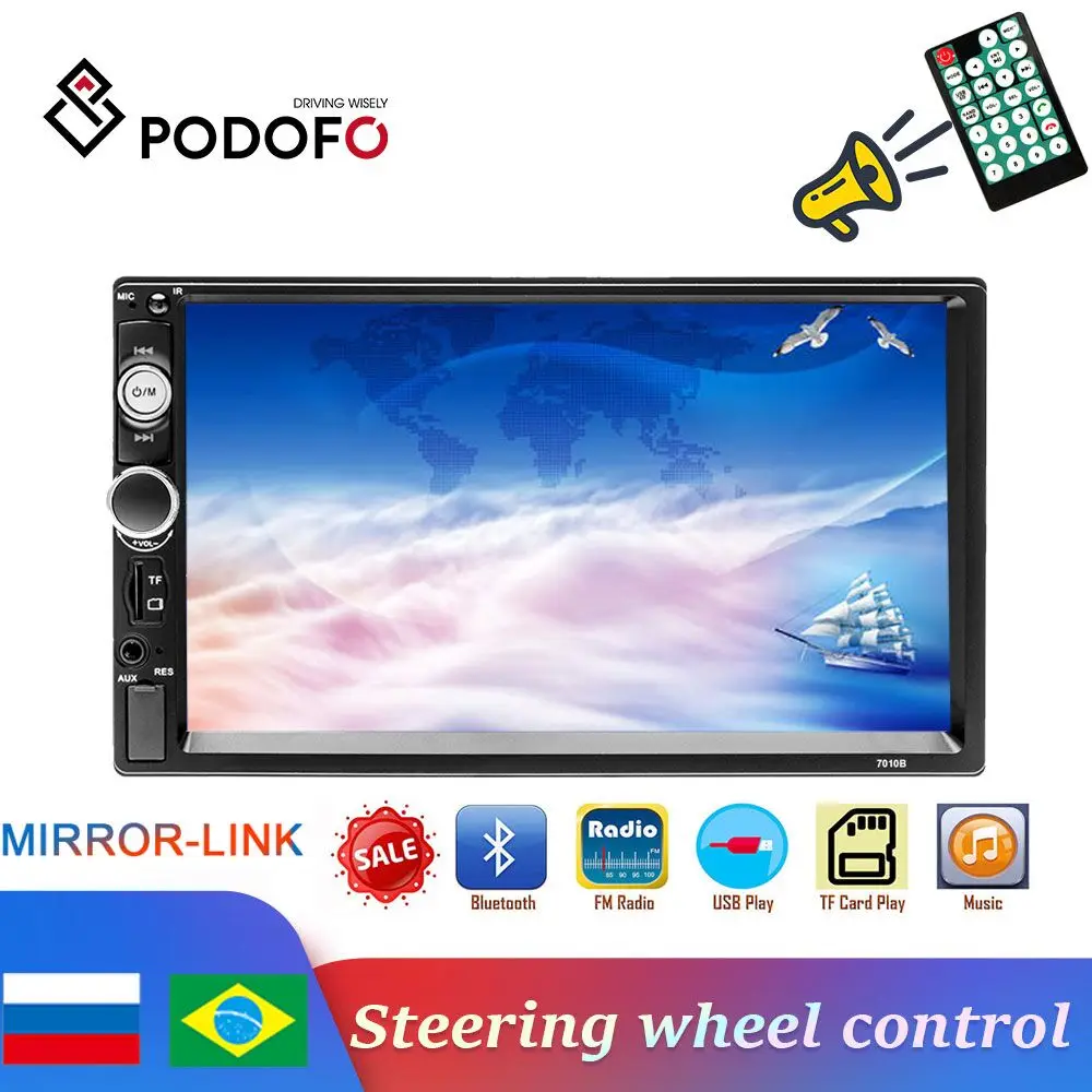 Универсальная Автомагнитола Podofo MP5 плеер с 7 &quotсенсорным экраном USB/TF/FM Bluetooth типоразмер 2DIN|Автомобильные