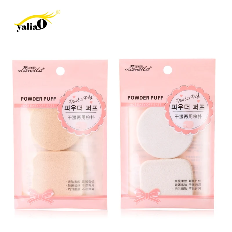 

YALIAO 2pcs Diamond&Round Cosmetic Puss Set Soft Contour Powder Puff Makeup Sponge Foundation Powder Puff Random Color