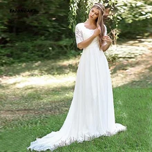 SATONOAKI свадебное платье с короткими рукавами длиной до пола, кружевное свадебное платье белого цвета и цвета слоновой кости, пляжное платье, элегантные свадебные платья