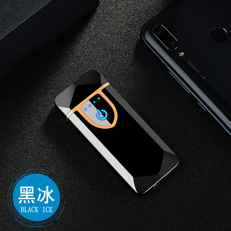 Black Высокое качество, металлическая usb зарядка, Ligther, двойная дуга, плазменные зажигалки, тонкая электрическая перезаряжаемая зажигалка, ветрозащитная, для мужчин, подарок - Цвет: Black