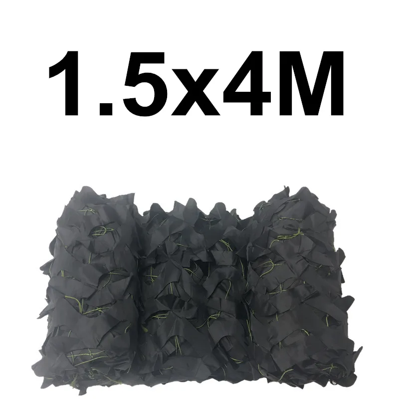 1.5x4M WELEAD черный усиленный камуфляжная сетка Военная униформа для Охота чехол камуфляжной расцветки из плетение тени сада скрытие сетки Шторы 2x3M 2x4 м 3x3 м - Цвет: 1.5x4M