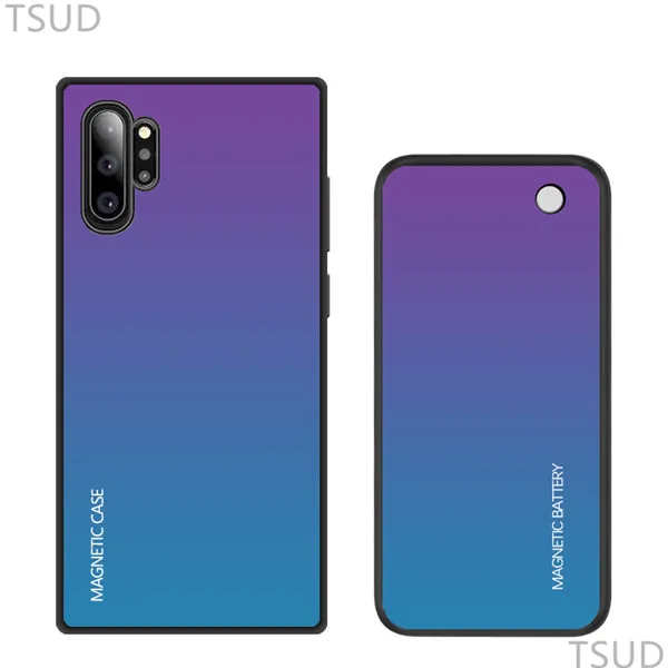 Note10Pro bluepurple Для samsung Galaxy Note 10 Pro Чехол для зарядного устройства внешний портативный магнитный беспроводной зарядный чехол для samsung Galaxy Note 10 роскошный - Цвет: Note10Pro bluepurple