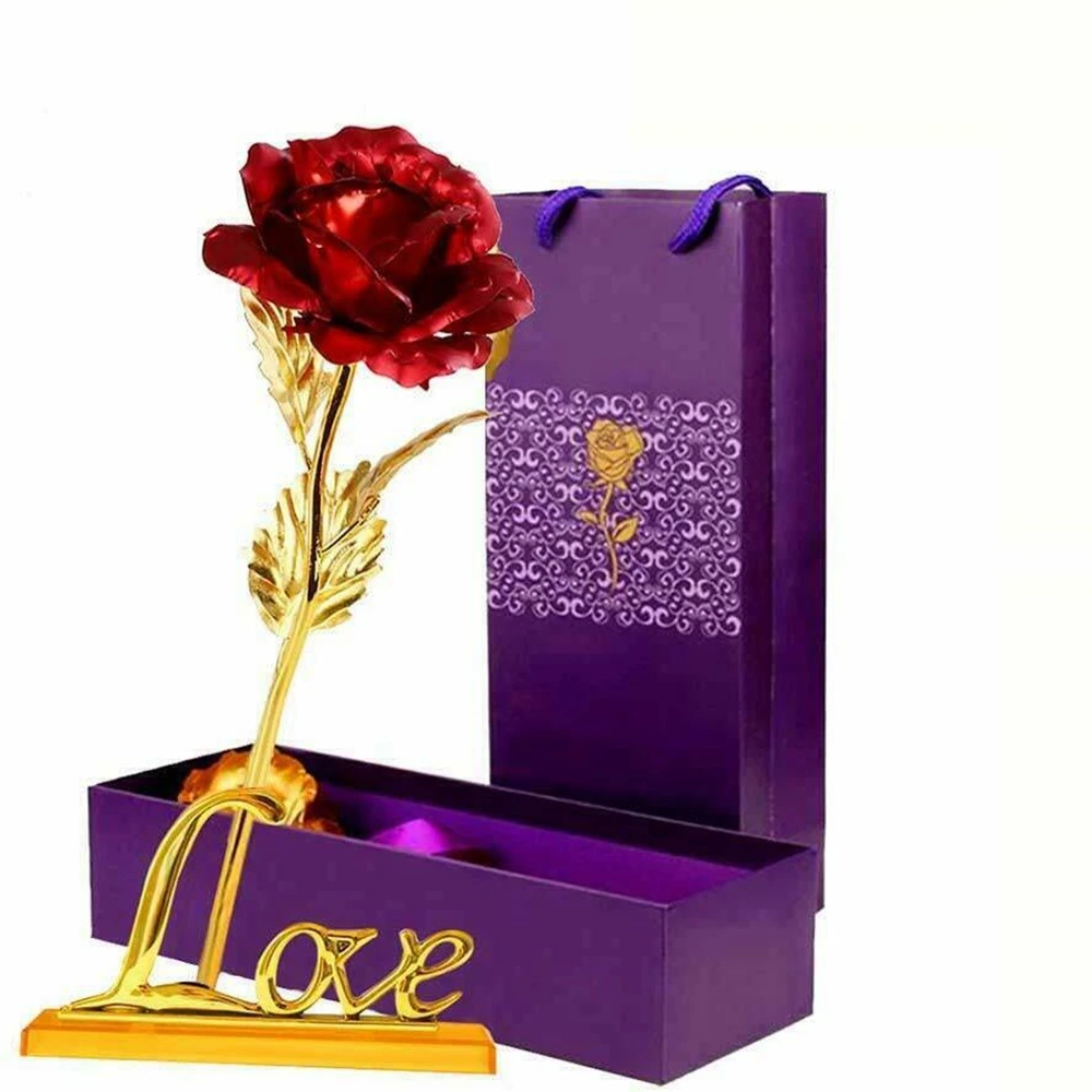 GoldFoilRoseFlowerValentinesDayCreativeGiftArtificialFlowers