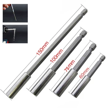 

4pcs Hex Shank Electric Screwdriver Bit Holder 60/75/100/150mm Connecting Rod
