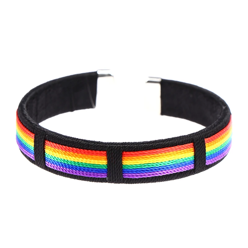 Fashion Rainbow String Bangle & Bacelet Charms Open Cuff Braclet 1PCS For Men Women Jewelry bangle bracelet