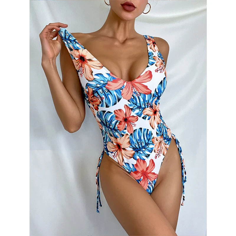 Mossha Floral print one piece suits String high cut swimsuit women's swimming suit Sexy swimwear Sports bathing Monokini | Спорт и