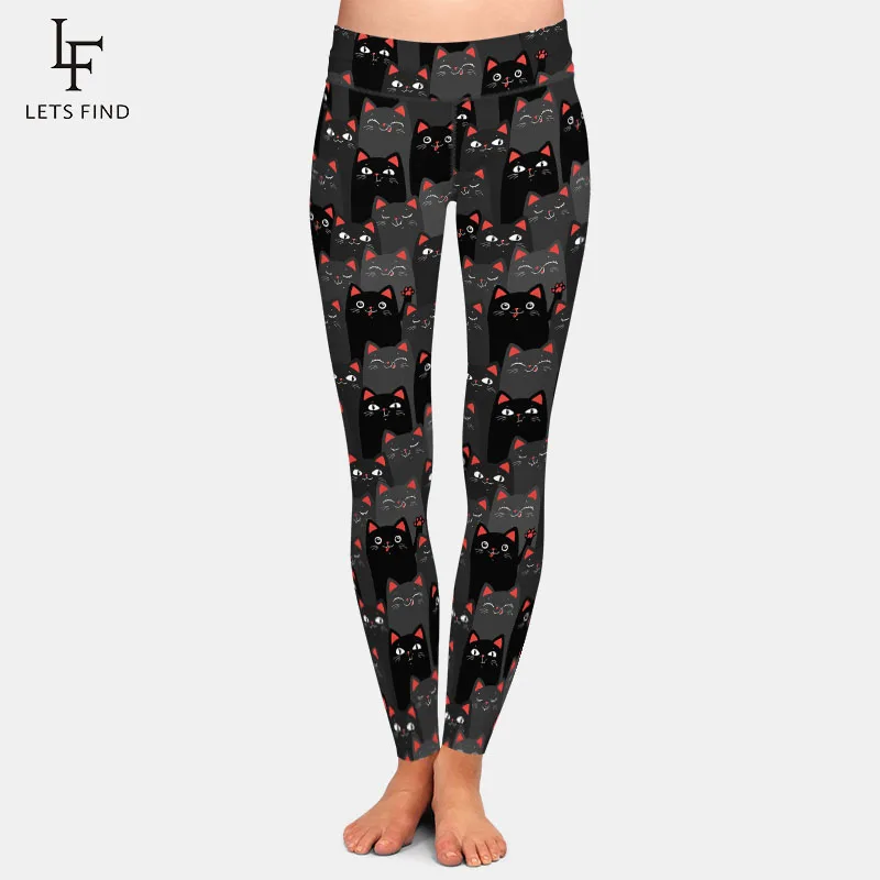LETSFIND-mallas con estampado Digital 3D para mujer, Leggings de cintura alta, alta calidad, Fitness, de talla grande, negro y gris