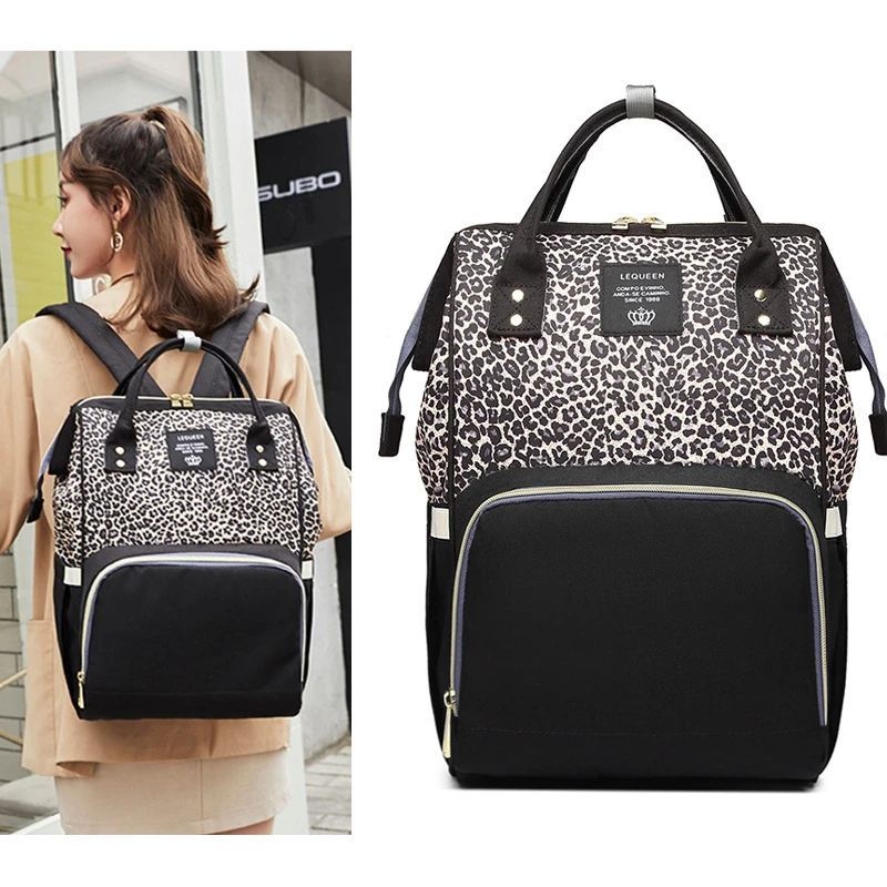 leopard backpack diaper bag
