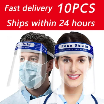 

10pcs Transparent Face Shield Safety Protective Mask Anti-Fog Oil-Splash Proof Anti-UV Anti-Shock Safety Mask Transparent Mask