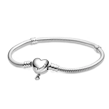 

2020 High Quality Original 1: 1 Sterling Silver 925 Moments Infinity Heart Clasp Bangle Suitable For Simple Women's Jewelry