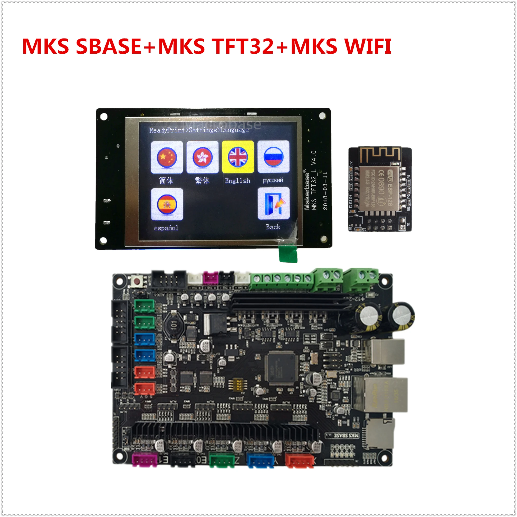 MKS SBASE V1.3+ MKS TFT32 V4.0 дисплей+ MKS TFT wifi 3D принтер электронные аксессуары все в одном smoothieboard Smoothieware