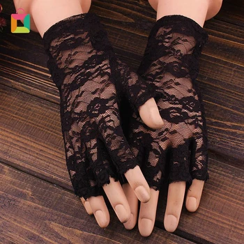 

Pair of Wedding Gloves Sexy Lace Wrist Fingerless Wedding Evening Party Bridal Short Gloves Dress Wedding Decoration Glittery