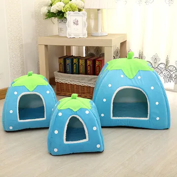 

Pet Dog Cat Puppy Cave House Cushion Home Bed Soft Cute Washable Strawberry Shape Tent pet Cat and dog soft DTT88