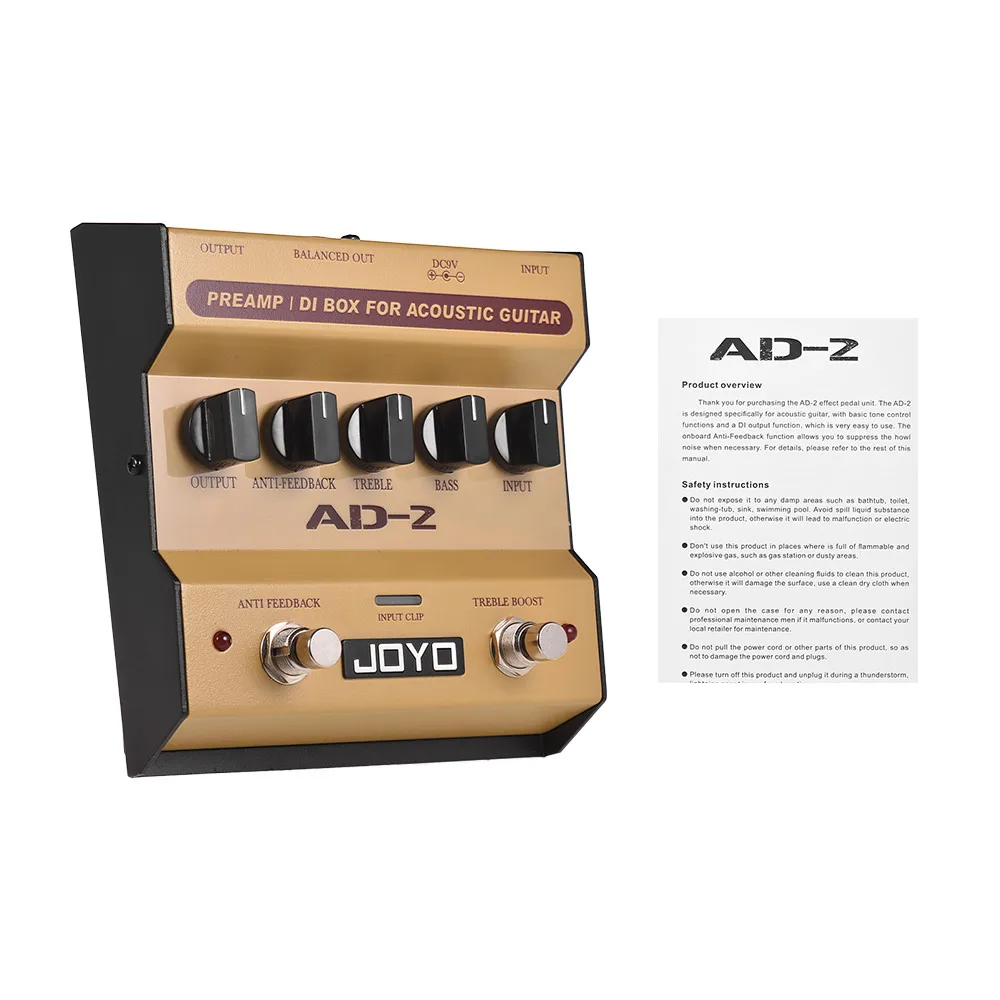 JOYO AD-2 Портативный предусилитель DI Box Акустическая Гитара педаль эффектов 2-полосный баланс с 5 базовыми регуляторами мелодии аксессуары для гитары