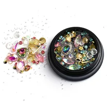 Украшение для ногтей, 4 см, в черной упаковке, Симфония с заостренным дном, аксессуары, стразы+ стразы на плоской подошве+ спрайты