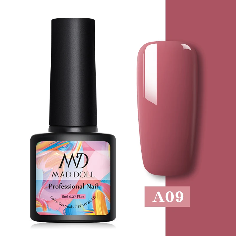 A09 MAD DOLL 1 бутылка 8 мл мерцающие частицы Гель-лак для ногтей красочные Блестящие Блестки длительное впитывание УФ Гель-лак для ногтей - Цвет: A09