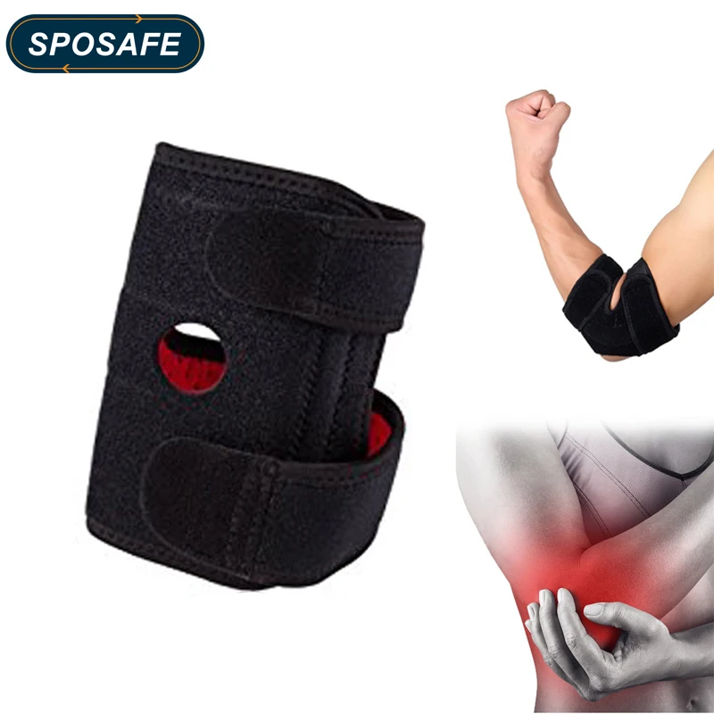 

SPOSAFE 1Pc Adjustable Neoprene Elbow Support Wrap Brace Pad Strong Basketball Sports Elastic Elbow Injury Pain Relief Protector