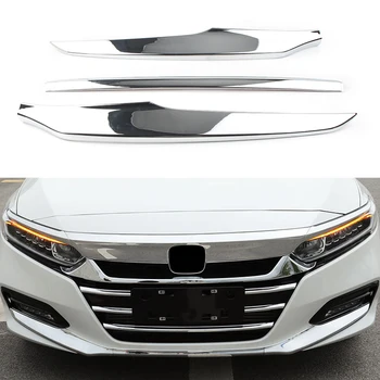 

ABS Chrome Car Front Bumper Lip Protective Cover Trim w/ 3M Sticker For 2018 2019 Honda Accord 10th 3Pcs
