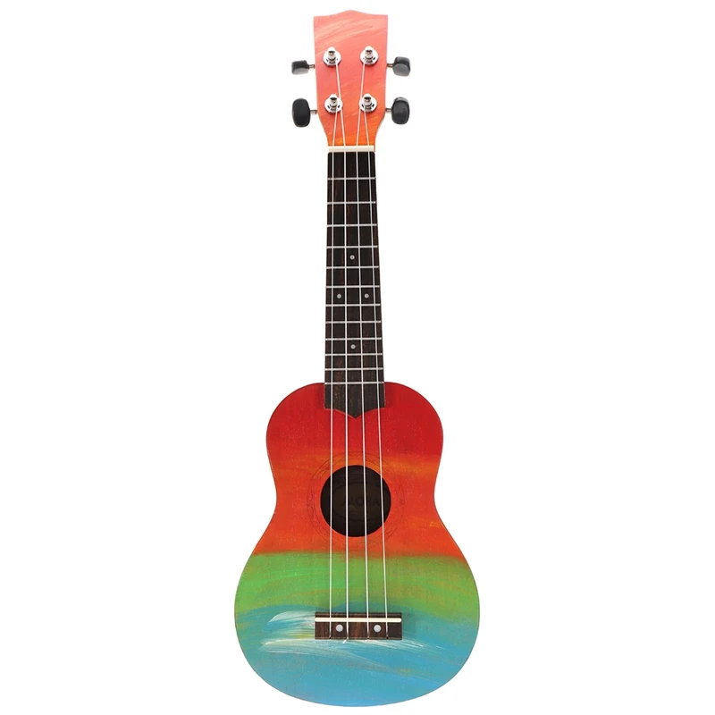 New Ukulele Hand-Painted Combo 21 Ukulele Black Soprano 4 Strings Uke Bass Stringed Musical Instrument Perfect for Beginners