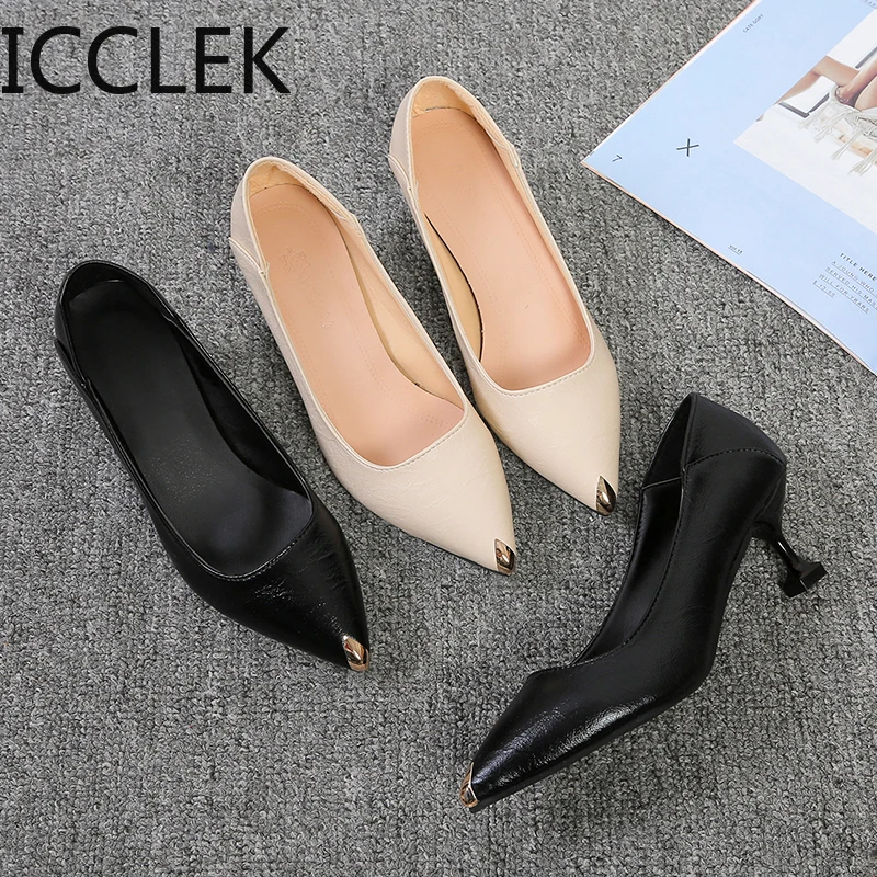 Stiletto-Heels High-Heel-Shoes Dama Black Women Office Sweet Pu Fashion for Lady Zapatos